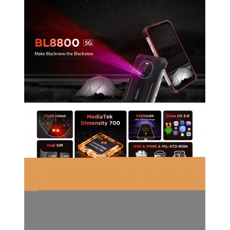 Blackview BL8800 Rugged Phone 6.583 inch with 8+128G and 8380 mah Battery support FM GPS Android 11 phone