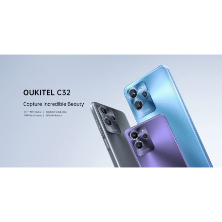 OUKITEL C32 Smartphone 8GB 128GB 20MP Camera Cellphone 5150mAh 6.517 Inch Display Octa Core Android 12 GPS Mobile Phone 