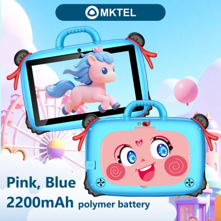 MKTEL T72 Kids Tablet 7inch WIFI version 1+16GB Android 8.1 2+2MP Camera with Vibration motor 2200mAh polymer battery 5V-1A white digital cable Tablet PC