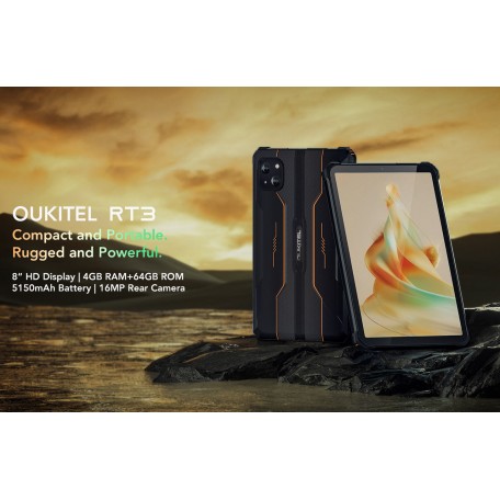OUKITEL RT3 MIni oukitel tablet 8 inch HD+ 5150 mAh 4GB+64GB Android 12 Tablets Mtk Helio P22 16MP Camera waterproof Pad PC 