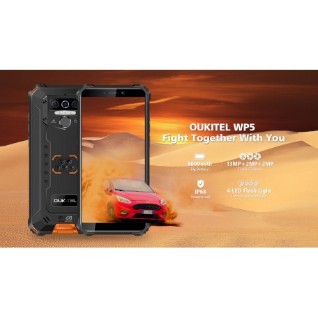 OUKITEL WP5 5.5inch 8000mAh IP68 Waterproof Rugged Phone 4GB 32GB Quad Core Triple Cameras Android 9.0 mobile phones