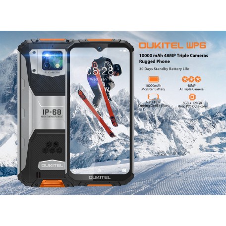 Oukitel Wp6 Waterproof 6.3 Inch 10000mah 48mp 6gb Ram 128gb Rom Face Id Fingerprint 4g Mobile Phone